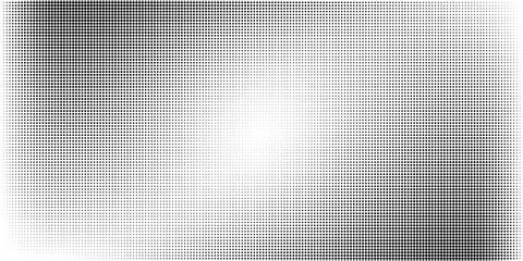 Abstract halftone background in black and white with small dot pattern gradient. Minimalist retro texture for posters, flyers, digital templates, comic effects, and modern graphic design projects
