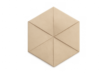 Beige paper craft creating abstract geometric hexagon