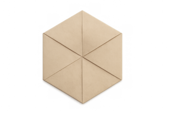 Beige paper craft creating abstract geometric hexagon