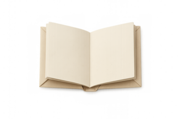 Open blank book showing empty craft paper pages