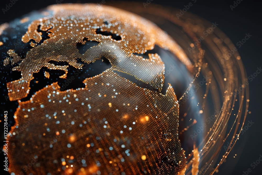 Aufkleber a glowing representation of the earth with interconnected lines and dots, symbolizing technology and