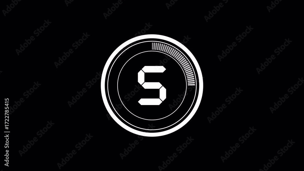 Poster 05 second digital countdown timer animation, 5 second countdown with transparent, modern flat design