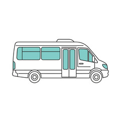 Minibus Public Transport Vector – Flat Urban Vehicle Illustration