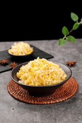 Fermented Sauerkraut in Black Bowls - Traditional Asian Hot Pot Ingredients with Star Anise Spices