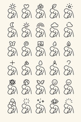 Embrace Healing A Collection of Line Art Icons Representing Self-Care, Mindfulness, and Emotional Well-being