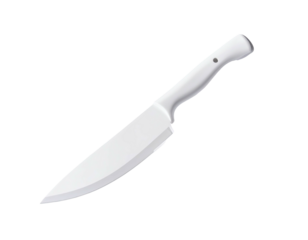 A white chef's knife angled to the right