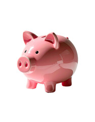 Pink piggy bank, glossy finish, cartoon style, simple design, isolated on black (1)