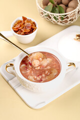 Traditional Lotus Seed Congee with Cinnamon and Wood Ear Mushrooms - Healthy Asian Porridge