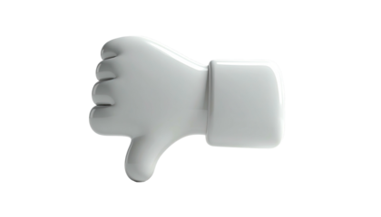 A white 3D thumbs-down hand gesture