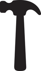 Hammer Silhouette Icon – Black Vector Tool Symbol Isolated on White Background
