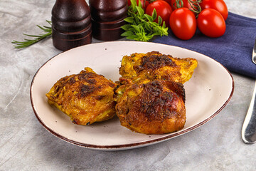 Roasted chicken thighs  with spices