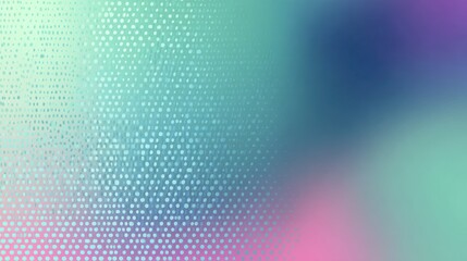 An abstract image featuring a gradient background of pastel teal, pink, and purple hues. A pattern of small, light-blue dots is prominent on the left, creating a halftone effect that gradually fades