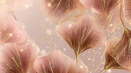 Delicate, floral arrangement in gold and pink with a bokeh effect