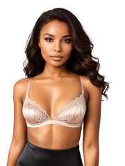 Obraz premium Platinum metallic bralette with sheer lace cups and delicate satin underband. The platinum metallic hue gives the bralette a cool,