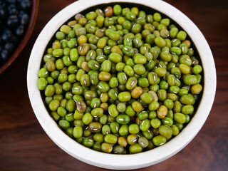 Fresh Green Mung Beans in Bowl - Healthy Legumes and Nutritious Cooking Ingredients for Vegetarian Diet