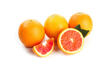 Fresh Blood Oranges from Zigui Jiangxi Province China with Red Flesh on White Background