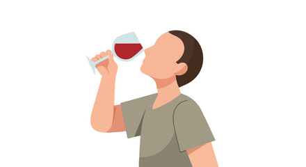 Fototapeta premium Abstract character sipping red wine, illustrating refined elegance and indulgence, embodying sophisticated lifestyle and celebratory moments with