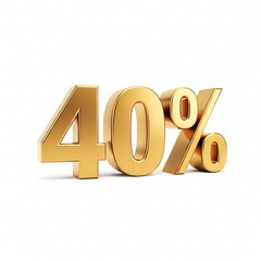 A glossy golden "40%" sign standing upright,