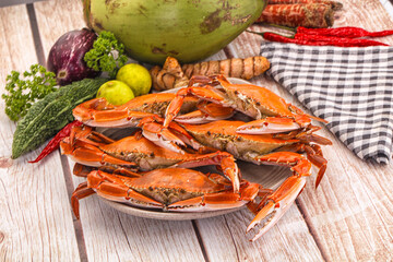 Hot fresh Boiled red crab