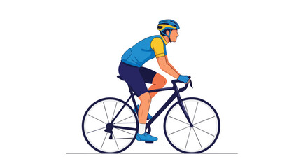 Obraz premium A cyclist rides a bicycle on a road, capturing the essence of athletic performance and movement in a clean, stylized vector illustration