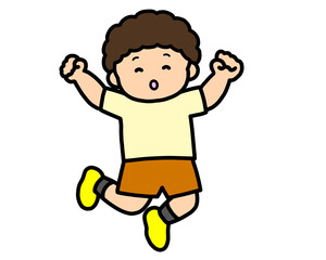 笑顔でジャンプする男の子