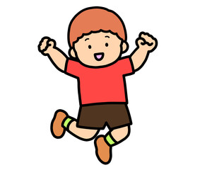 笑顔でジャンプする男の子