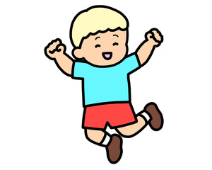 笑顔でジャンプする男の子