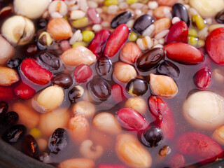 Mixed Beans and Grains Cooking for Healthy Congee Porridge Ingredients