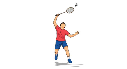 Dynamic badminton illustration showcasing athletic skill and energetic game play action in a bright and engaging style