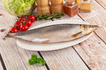 Raw whole salted herring fish