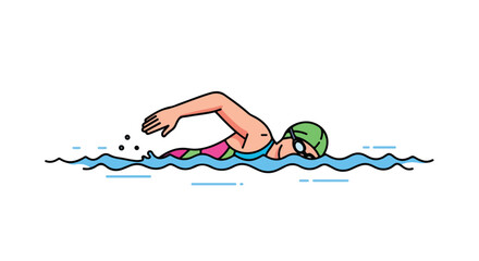 Swimmer in motion: dynamic artistic rendering of aquatic athlete performing the crawl stroke with energy and precision