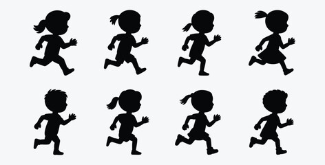 Silhouette children running vector background great for education and design