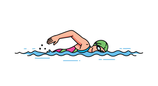 Swimmer in motion: dynamic artistic rendering of aquatic athlete performing the crawl stroke with energy and precision