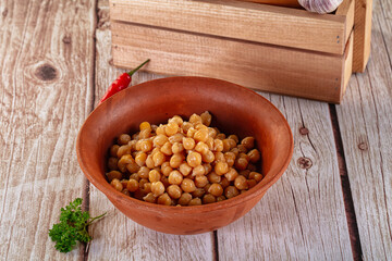 Boiled chickpea beans in the bowl