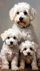 Three white dogs portrait