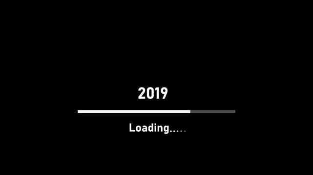 Loading process ahead of the new year 1990 to 2019. New year celebration video symbol 1900 to 2019.