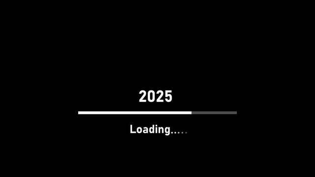 Loading process ahead of the new year 1990 to 2025. New year celebration video symbol 1900 to 2025.