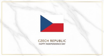 Elegant Marble Design Featuring Czech Republic Flag: Happy Independence Day