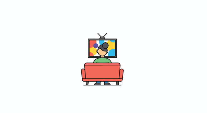 Cozy evening at home: A person relaxing on a sofa while watching vibrant television programs offering visual retreat in the lounge
