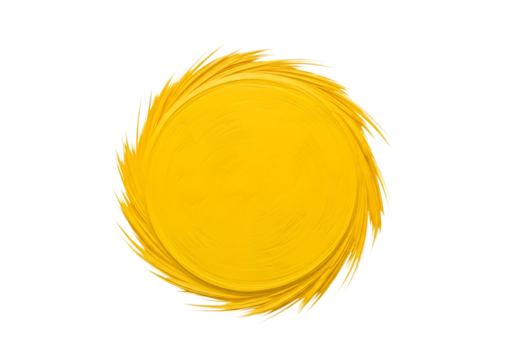 Illustration of yellow circular brush stroke effect isolated on transparent background on transparent background