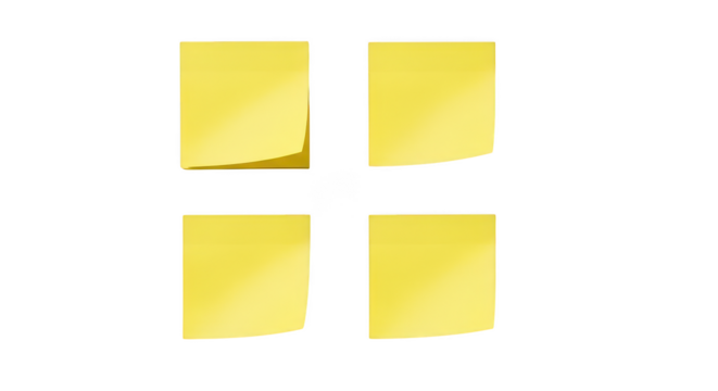 Four Blank Yellow Sticky Notes