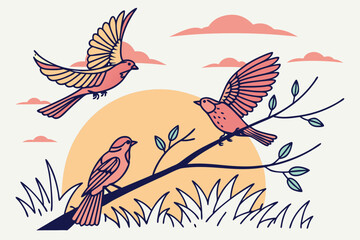vector illustration of a bird in the sky