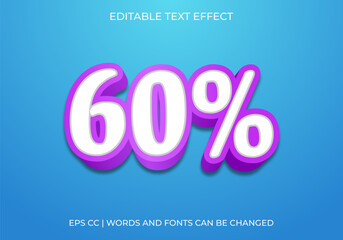 Editable 60% Off Text Effect, Bold 3D Typography for Discount Promotions