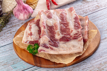 Raw pork ribs for cooking