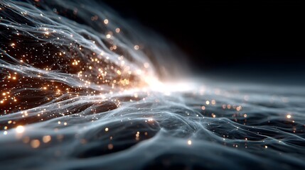 Futuristic abstract representation of bio AI interaction neural organic paths glowing space