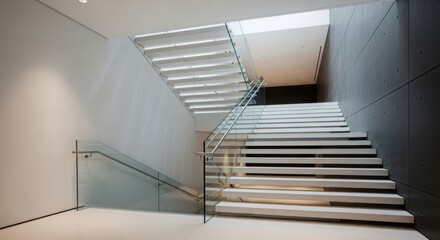 Modern staircase in minimalist interior design