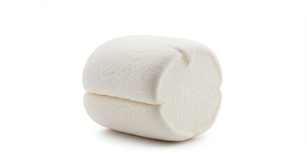 A Single White Marshmallow Isolated on a White Background.