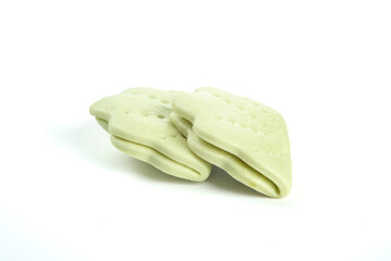 Traditional Green Lotus Leaf Wrapped Asian Sandwich Pastry Handmade Food on White Background