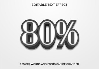 Editable 80% Off Text Effect – Bold 3D Typography for Discount Promotions