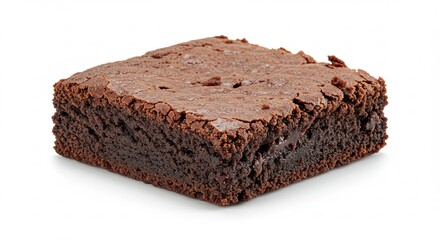 Delicious Chocolate Brownie Square Isolated on White Background.